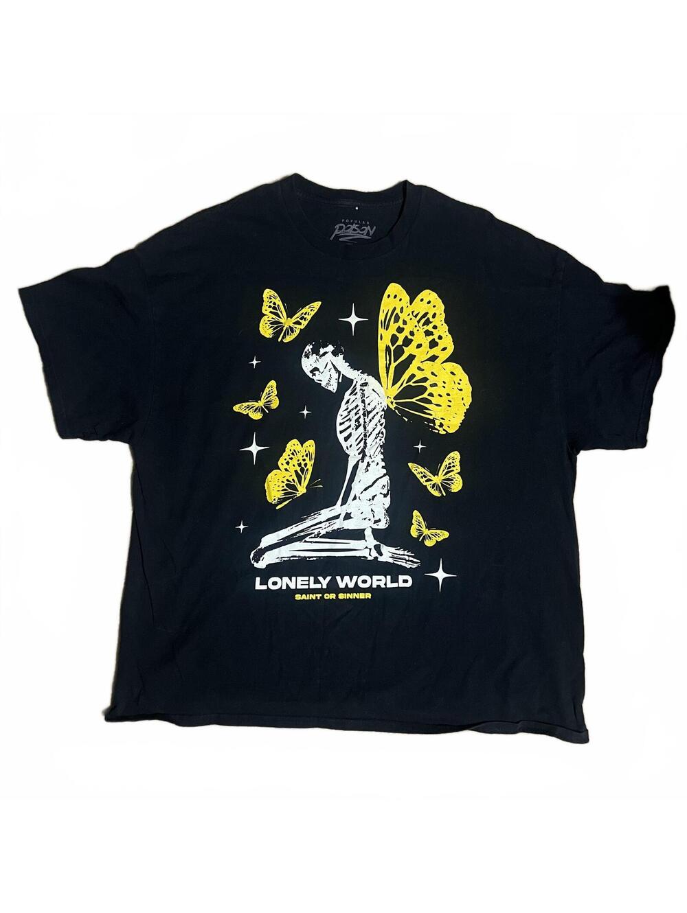 Popular Poison ‘Lonely World’ Butterfly Graphic T-Shirt - 2XL